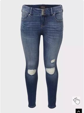 torrid Blue Washed Ripped Skinny Jeans